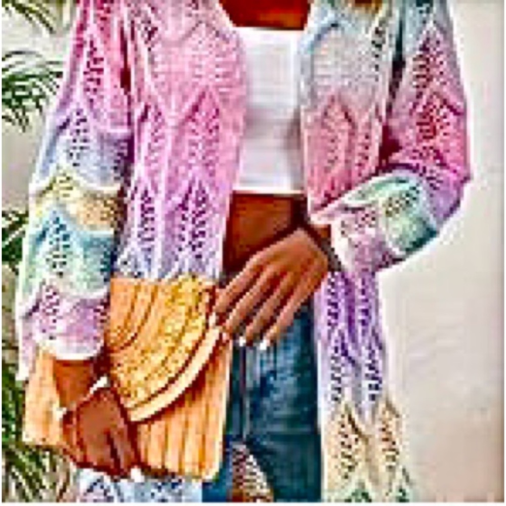 🆕Colorful Crochet Cardigan. Size L. NWT.